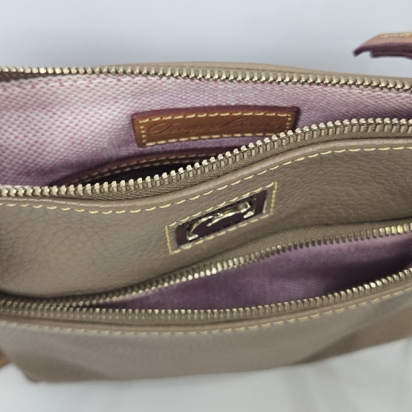 Dooney & Bourke Dillen taupe letter carrier H 8.5" x W 2" x L 8.25" - Picture 11 of 16